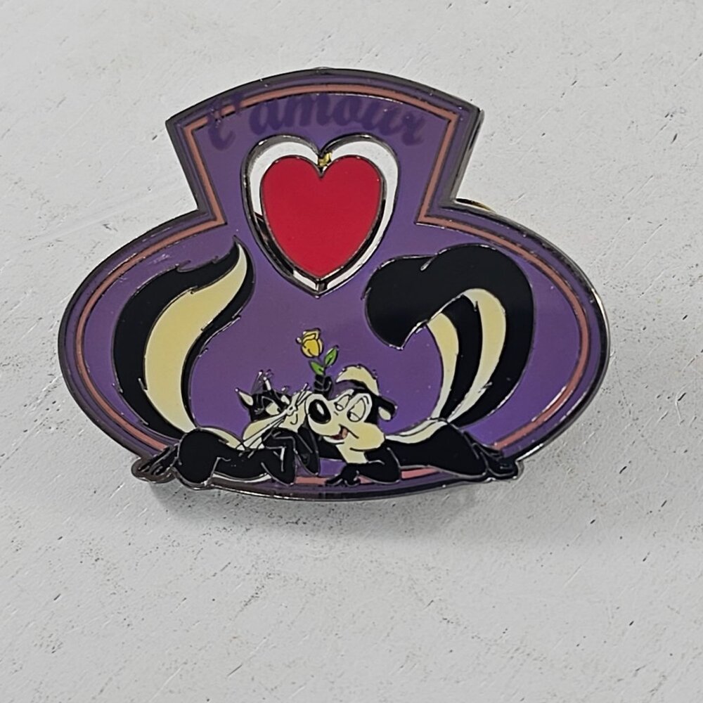Looney Tunes Pepe Le Pew L'Amour Enamel Pin With Heart Design